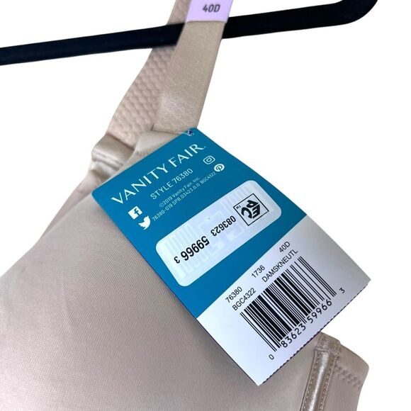 NEW Vanity Fair Beauty Back Smoothing Underwire Bra 40D Neutral - Picture 2 of 7
